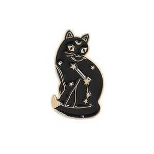 Black/Gold Constellation Cat Enamel Lapel Pin NWOT